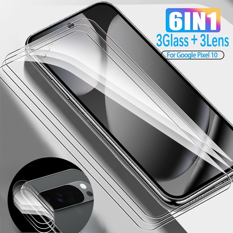 6in1 ป้องกันหน้าจอสําหรับ Google Pixel 10 Pro XL/10 Pro/10 ปลดล็อคกระจกป้องกัน Pixel10Pro 10ProXL ฟิ