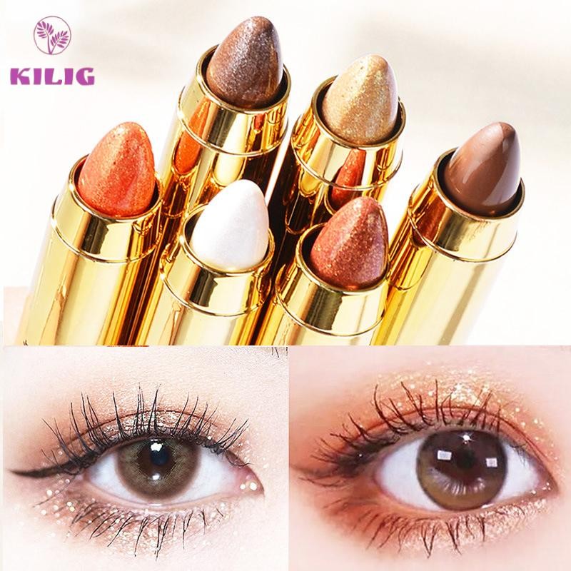 Hgth Glitter Eye Shadow Stick Shine Lazy High Gloss Eye Shadow ปากกา Pearl Light Fine Flash Beautification Brightening แต่งหน้า Holding HOT