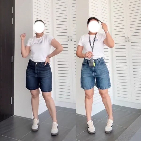 GHAOHES กางเกงยีนส์สไตล์เกาหลี กางเกงยีนส์ขาสั้น4ส่วน สองสี #6633