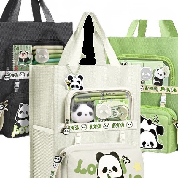 Panda Tote Bag Student Carrying Book Bag Special Tuition Bag Document Bag Home Storage Bag Tuition B