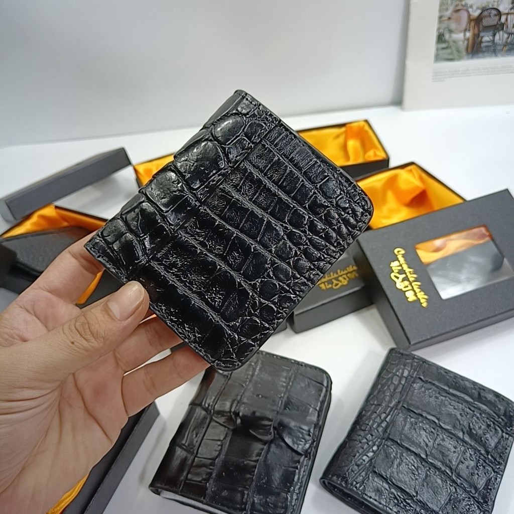 Universal Thai Crocodile Leather Wallet Short Leather Business Wallet Korean Version Ultra-Thin Stud