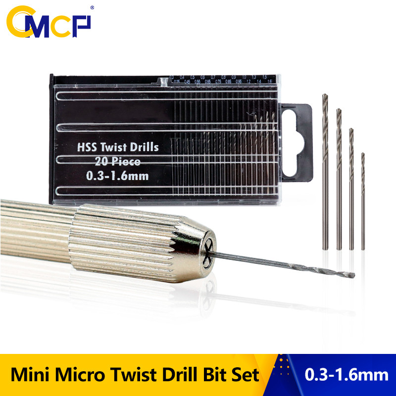CMCP 0.3-1.6mm HSS Twist Drill Bits Mini Micro Drill Bit Set Aluminum Hand Drill Model Craft With Ca