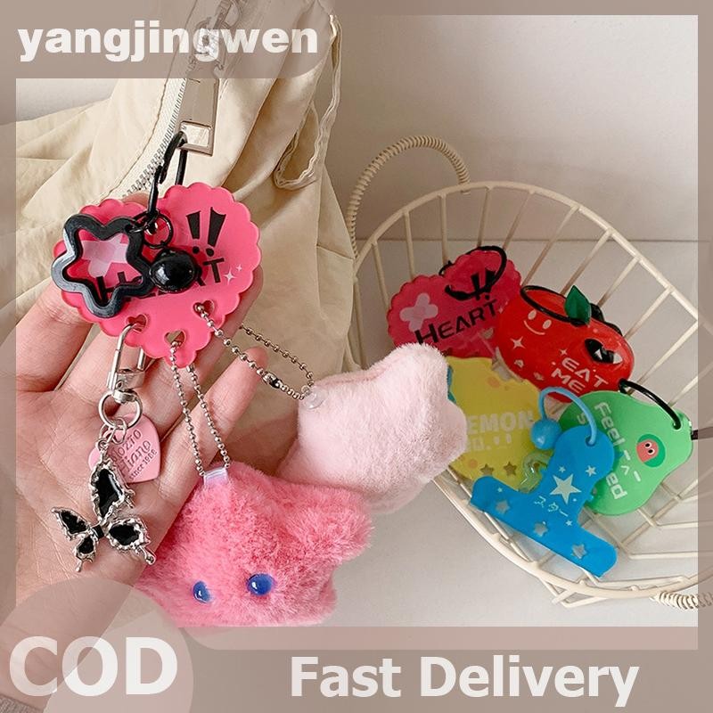 YANGWEN พวงกุญแจผลไม้การ์ตูน Lemon Pear Charm จี้ DIY พวงกุญแจเครื่องประดับสําหรับสาวผู้หญิงกระเป๋าต