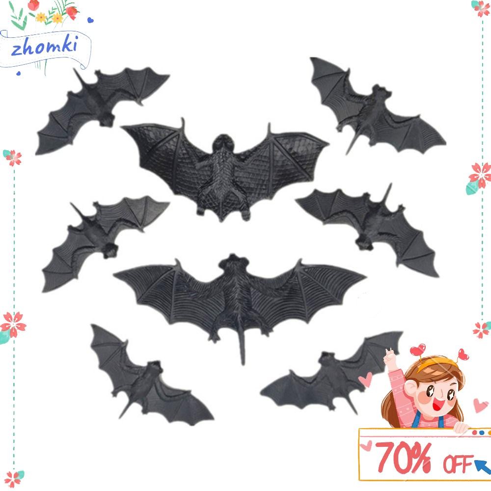 ZBOMKI89 100PCS พลาสติกปลอมค้างคาว,พลาสติก DIY ตกแต่งของเล่น Prank, Horrible สีดํา Noctilucent บ้านผ