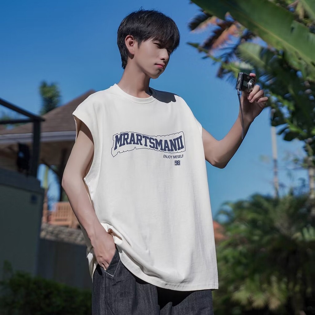 2025 NEW 2025 Crew Neck Sweat Vest Men Summer New American Retro Trendy Brand Versatile Loose Fit Sp