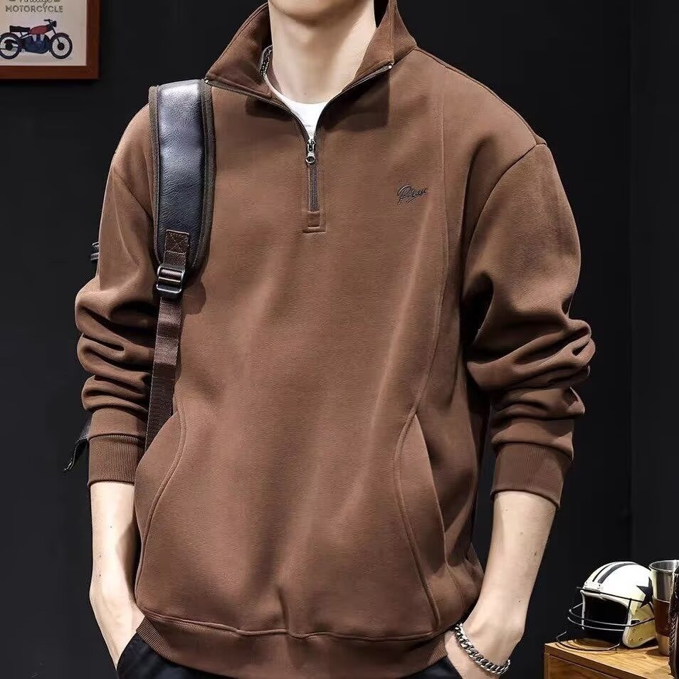 COD 2025 Zipper Half Turtleneck Sweatshirt Men 2025 New Spring Autumn Men's Clothing Plus Size Men's