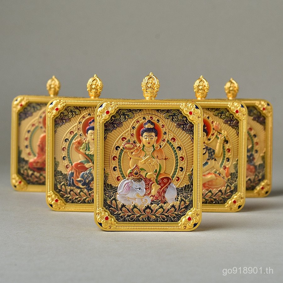 สร้อยคอจี้สองด้านสแควร์สไตล์ใหม่ผู้อุปถัมภ์หวู่ไตภูเขาสามมิติบริสุทธิ์ห้าโทจี้พระเครื่องทังกาแปดเมเจ