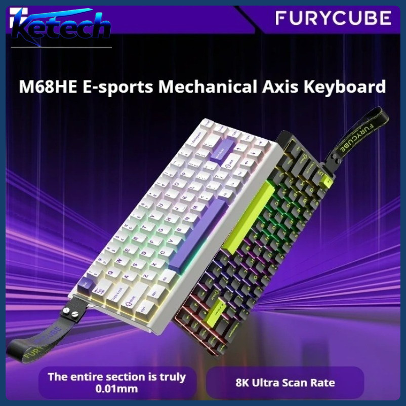 FURYCUBE M68HE Magnetic Axis Gaming Keyboard การออกแบบแบบมีสายแฝงต่ํา ปรับแต่งสําหรับ FPS Esports