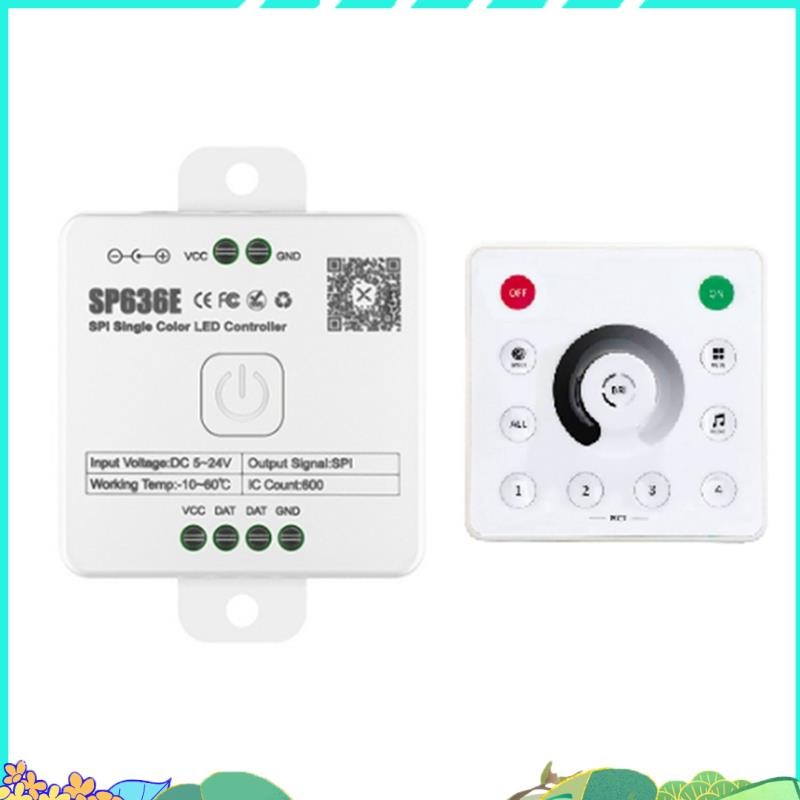 AND-SP636E SPI DC5-24v คอนโทรลเลอร์ขาวดําพร้อมรีโมทคอนโทรล AND-RC1 รองรับรีโมทคอนโทรลสัมผัส 2.4G