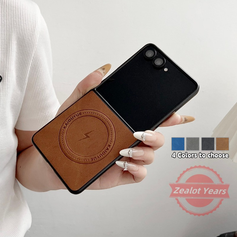 ปลอกสําหรับ Samsung Galaxy Z Flip 7 5G Flip7 เคสโทรศัพท์หรูหราหนัง Pu แม่เหล็กป้องกันปกหลัง