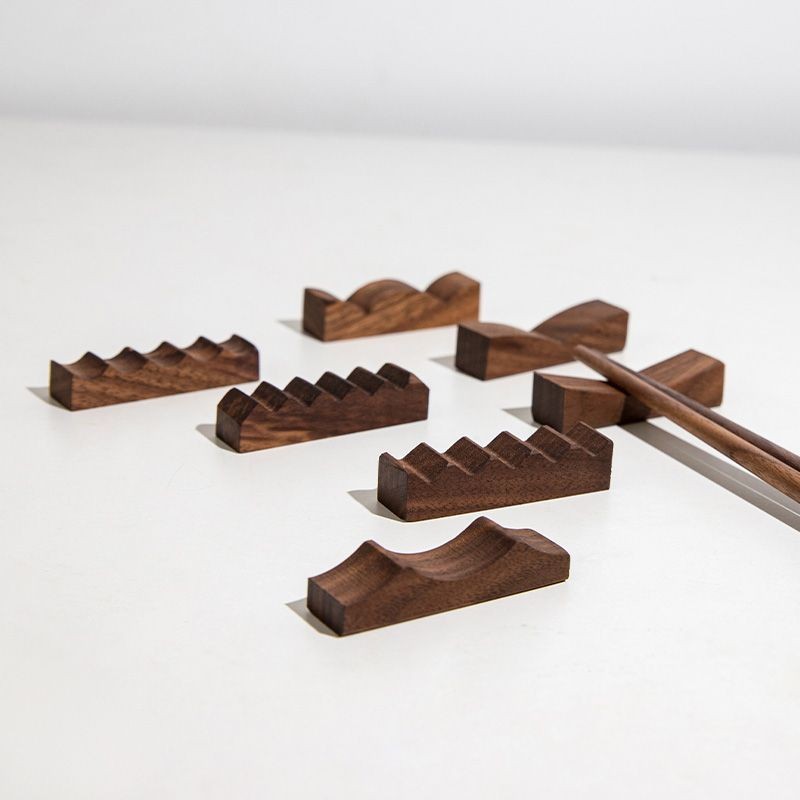 Small#Desktop Pen Holder Chopstick Brush Stand Walnut Wood Hot Sale Chopstick Rest Tableware8cc Crea
