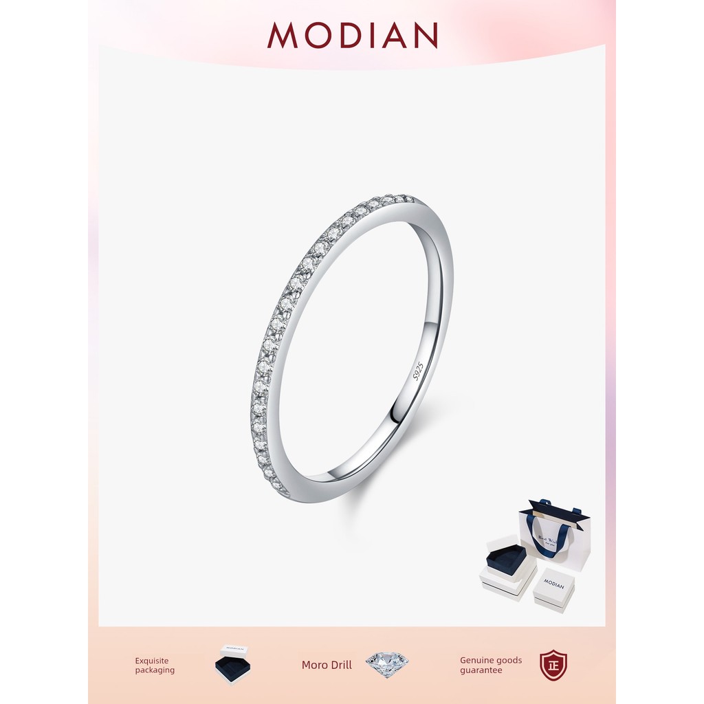 คละแบบ แหวนนิ้ว โลหะผสม สําหรับผู้หญิง ใหม่ แหวน MODIAN MODIAN แหวนเงินแท้คู่หญิง Moissanite
