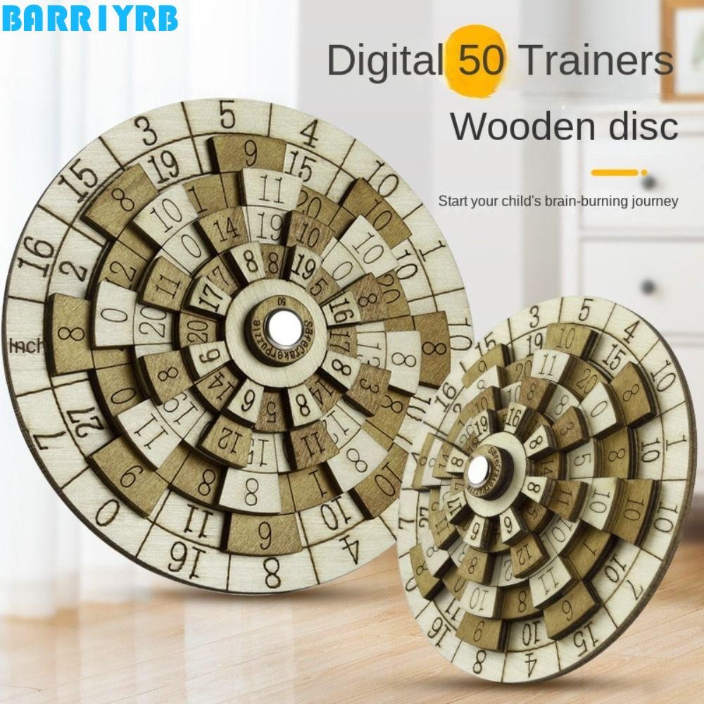 BARR1YRB ของเล่นปริศนาดิจิตอล,แผ่นเสียงไม้ Huarong Road Number Puzzle, IQ Test สมอง Teasers Maze Min