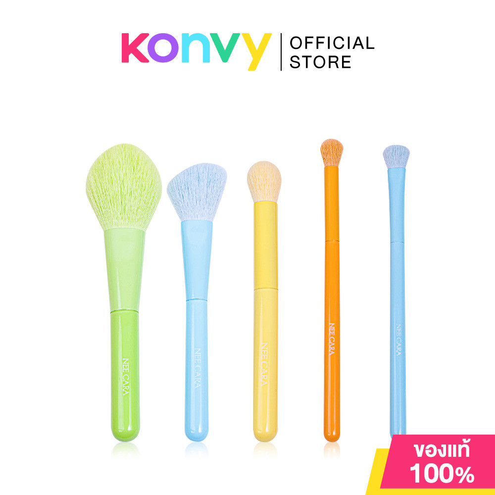 NEE CARA Brush Set 5pcs #N356 นีคาร่า เซทแปรงแต่งหน้าสายรุ้ง 5 ชิ้น สีสันสดใส.