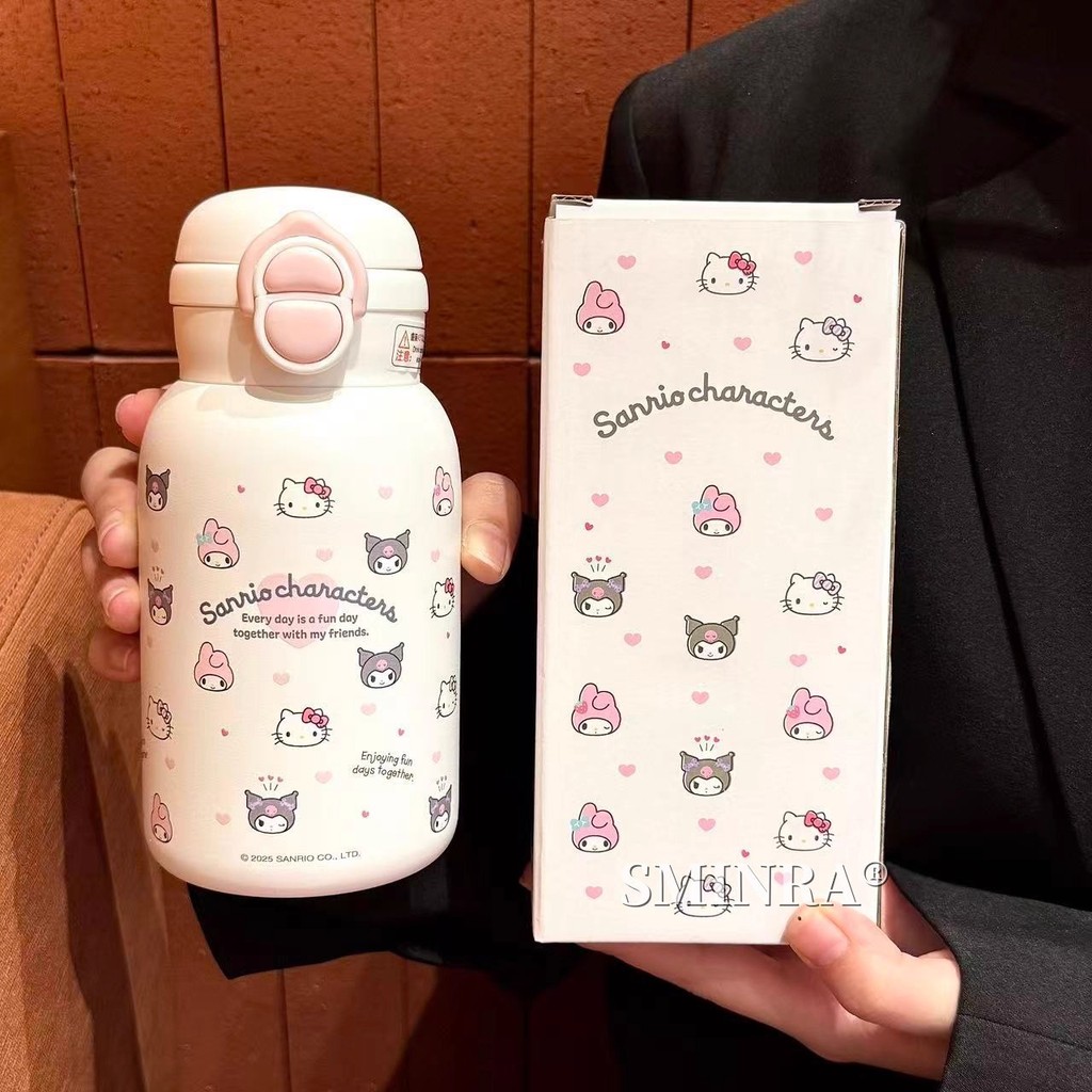 อาซู5 Hello Kitty ดื่มคู่กระติกน้ําร้อนถ้วยมูลค่าสูงถ้วยฟาง 316 ซับโรงเรียนน่ารักสาวหัวใจสก์ท็อปถ้วย