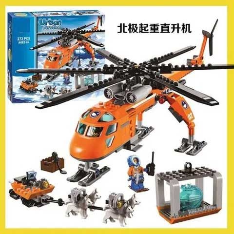 เข้ากันได้กับ Lego City Polar Arctic Crane เฮลิคอปเตอร์ 60034 Boy ประกอบอาคารบล็อกของเล่นของขวัญ1043