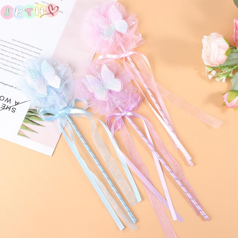 JKTH น่ารักผีเสื้อ Magic Stick Fairy Wand เจ้าหญิงคอสเพลย์ Props Wand สําหรับวันเกิดฮาโลวีน Party Su