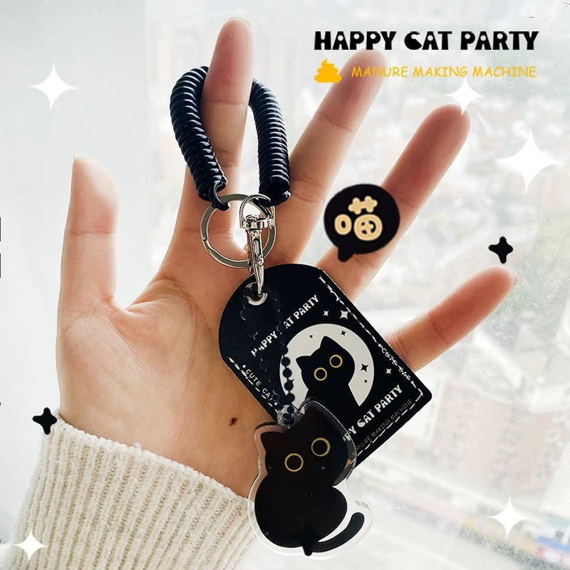 HAPPY原创意 MINI Black猫门禁便 Card Case Portable Portable Storage Storage Bag Bag Bag Fashion Squat Little