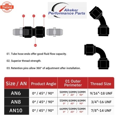 AK119 Universal 0 45 90 Degree AN6 AN8 AN10 Female to  AN6 AN8 AN10 Female Hydraulic hose Elbow Oil 
