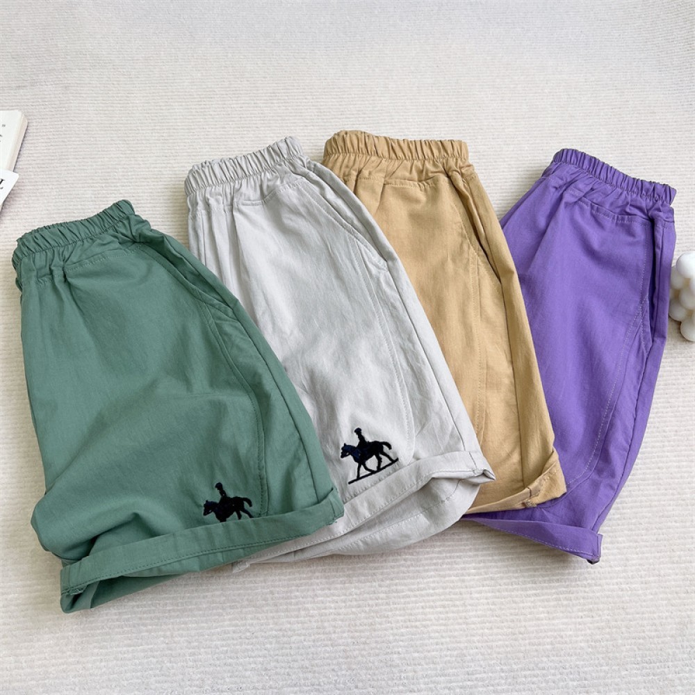 2025 summer new style children s shorts light breathable loose pure cotton fabric fashionable embroi