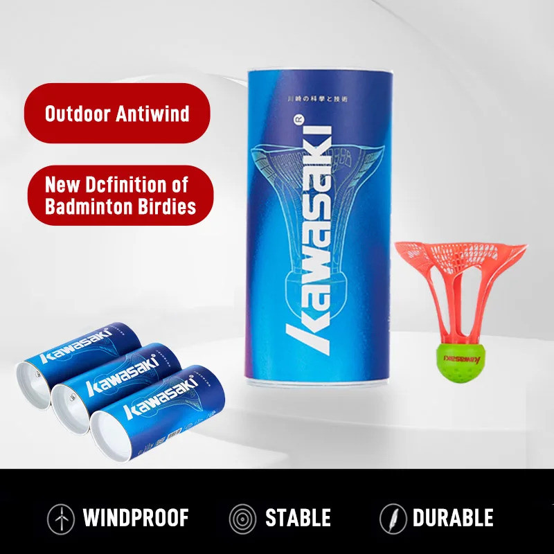 เซ็ท 3 ชิ้น Kawasaki Badminton Airshuttle 2.0 ลูกแบดมินتونพลาสติกสำหรับการฝึกรอบได้มาตรฐานจาก BWF