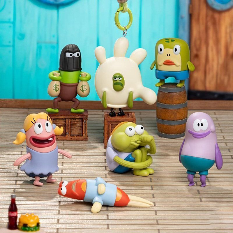 SpongeBob SquarePants บิกินี่ด้านล่างปลาน้อย Pop รูปกล่องตาบอดตลกอุปกรณ์เสริมของเล่นพวงกุญแจ Charm เครื่องประดับ