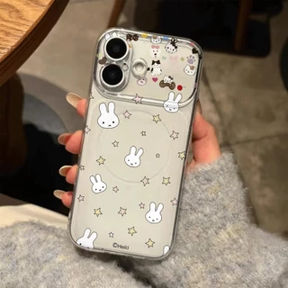 For iPhone เคสไอโฟน ดาวและกระต่าย 11 12 13 14 15 16 17 PLUS B4PRO MAX X XS เปลือกที่เรียบง่าย MAX XR 7/8PLUS