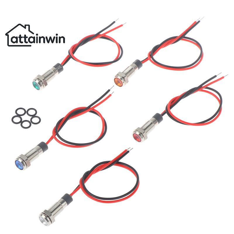 Attainwin P67 กันน้ํา 6 มม.LED โลหะไฟเตือนไฟแสดงสถานะ 3v 5v 6v 12v 24v 220v th