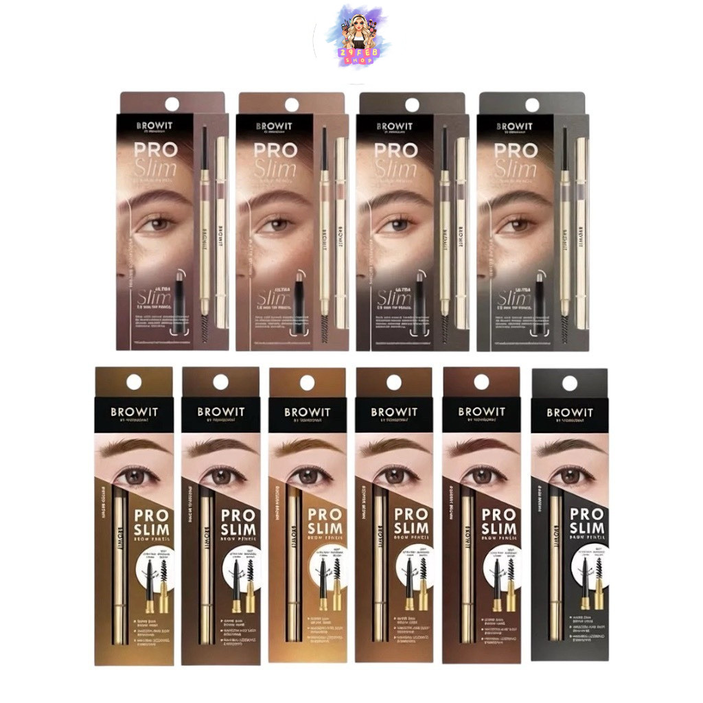 Browit By Nongchat Pro Slim Brow Pencil บราวอิท 6 มิติ ด้วย ดินสอเขียนคิ้ว น้องฉัตร 0.06 กรัม โปร สลิม หัวเล็ก
