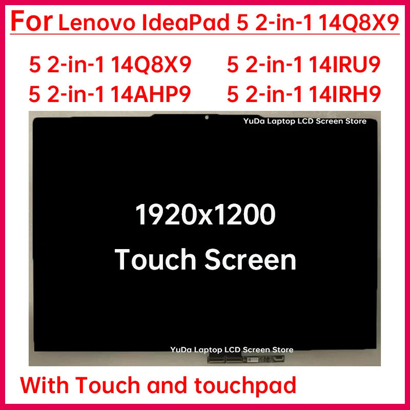 14 นิ้วแล็ปท็อปหน้าจอสัมผัส LCD สําหรับ Lenovo IdeaPad 5 2-in-1 14Q8X9 14IRU9 14IRH9 14AHP9 จอแสดงผล