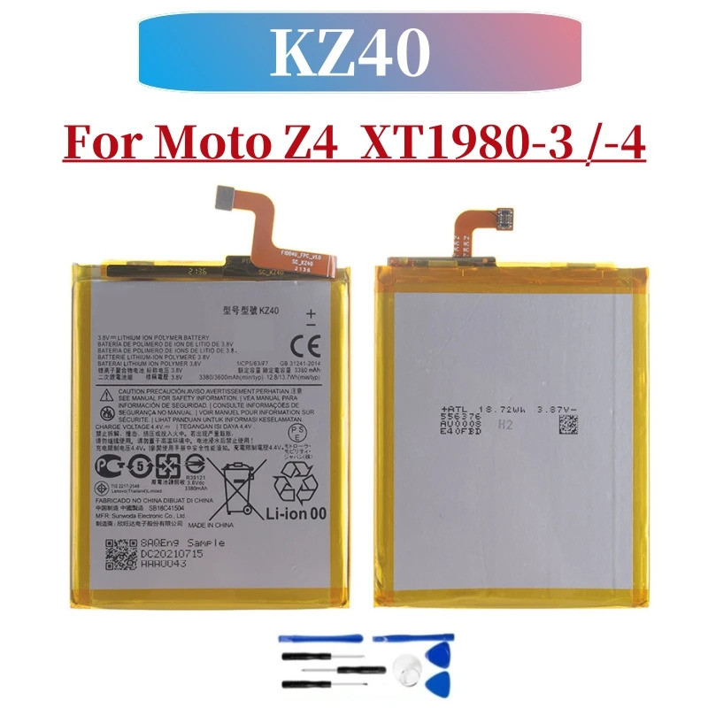 แบตเตอรี่ KZ40 3600mAh ดั้งเดิมสําหรับ Motorola Moto Z4 XT1980-3 XT1980-4 แบตเตอรี่โทรศัพท์ + เครื่อ