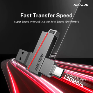 HIKSEMI FLASH DRIVE (แฟลชไดรฟ์) E307C 64-256GB USB 3.2 (GREY) WARRANTY 5 YEAR