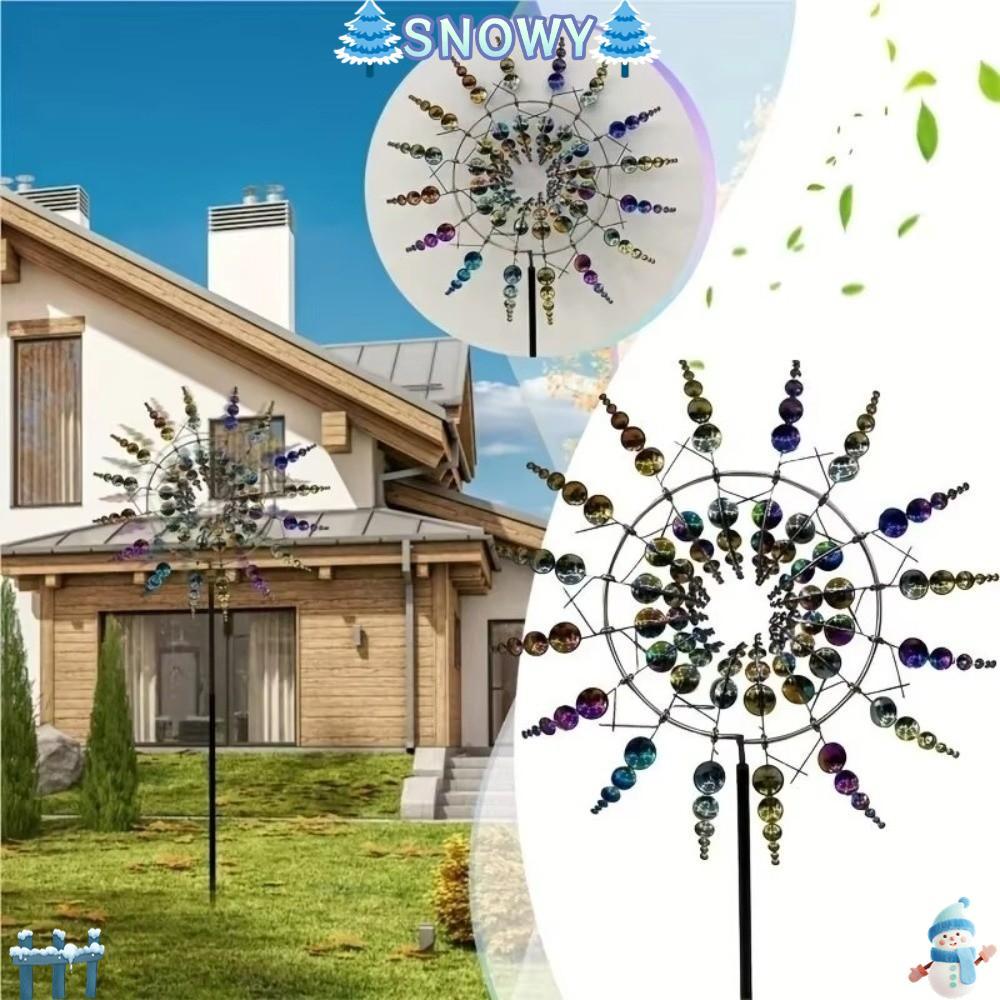 SNOWY กังหันลมโลหะ, Ground Mounted Rust ทน Wind Spinner, Double Leaf Wind Powered หมุน Kinetic ประติมากรรมตกแต่งสนามหญ้า