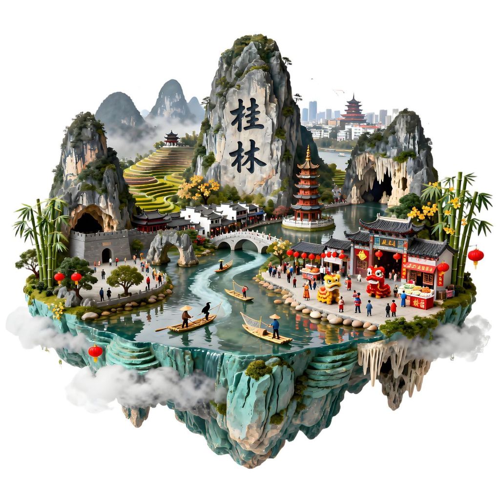 Guangxi กุ้ยหลินโลหะแม่เหล็กตู้เย็นสติกเกอร์ Lijiangyang Shuofeng Linlong Ridge Field Tourist ของที่