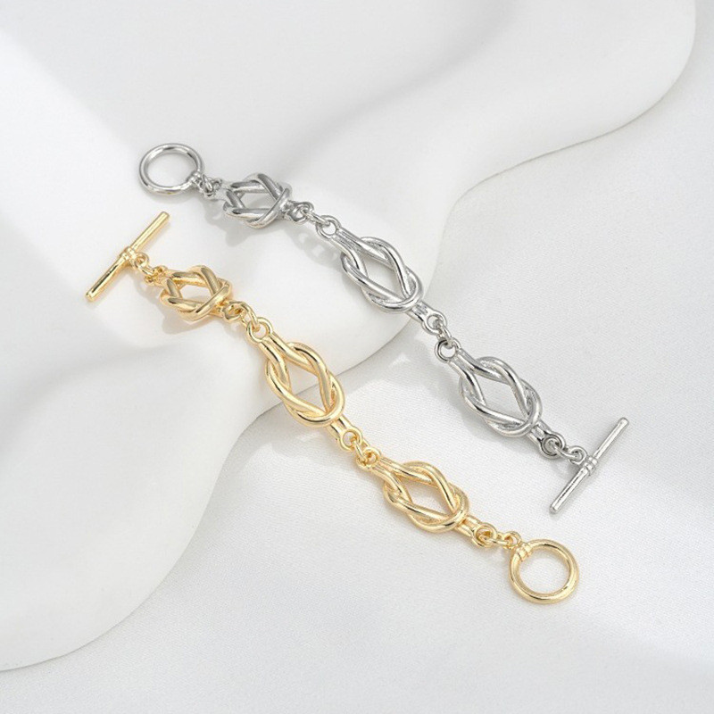 สี Retention 14K Gold-Packed Knotted Chain ยาว OT BUCKLE diy Hand-Made Pearl สร้อยข้อมือสร้อยคอเครื่