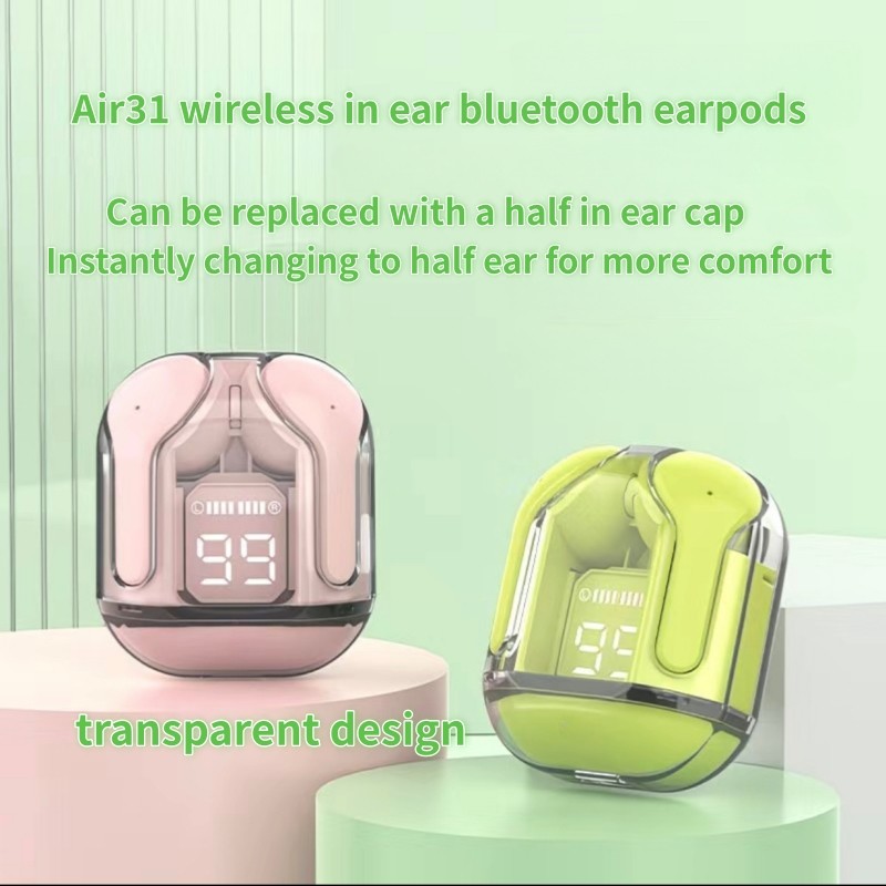 หูฟังบลูทูธอินเอียร์ไร้สาย Air31 หน้าจอแสดงผลแบตเตอรี่ ไมโครโฟนในตัว ระบบควบคุมแบบสัมผัสอัจฉริยะ