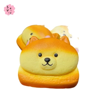 ของเล่นบีบเด้งช้ารูปขนมปังชิบะอินุ - อาหารจําลองน่ารักบรรเทาความเครียด