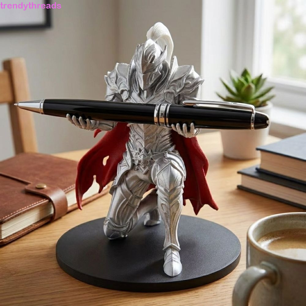 TRENDYETHREADS Knight ที่ใส่ปากกา, 3D พิมพ์ที่ไม่ซ้ํากัน Creative ปากกา, ผู้ถือพลาสติก Multi-functional Warrior Desk Organizer จอแสดงผลเครื่องเขียน