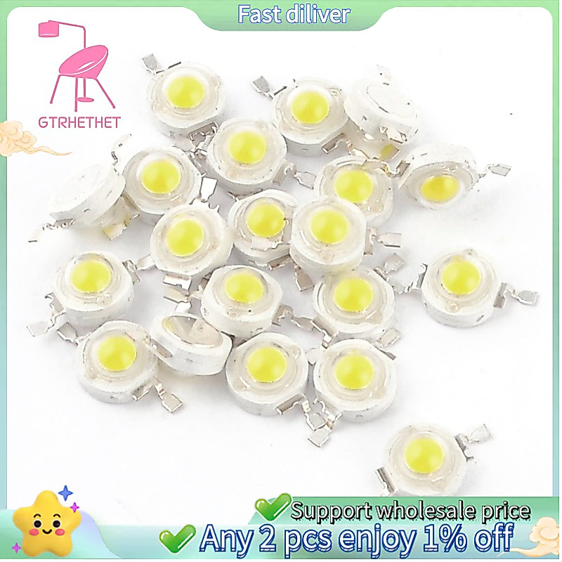 🍒20 Pcs High Power 2 Pin 3W White LED Bead Emitters 170-190Lm 6000K