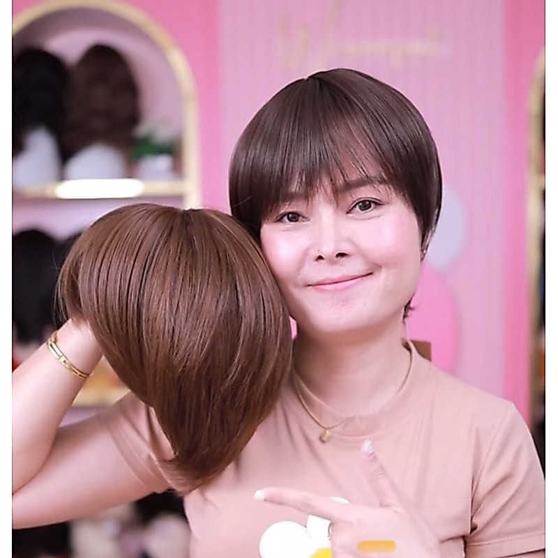 Wrp วิกผมสั้นซอย วิกผมแฟชั่น ไหมไม่เงา🔥 (เน๊ท+ที่วางวิก+หวีวิก)ส่งไวมาก