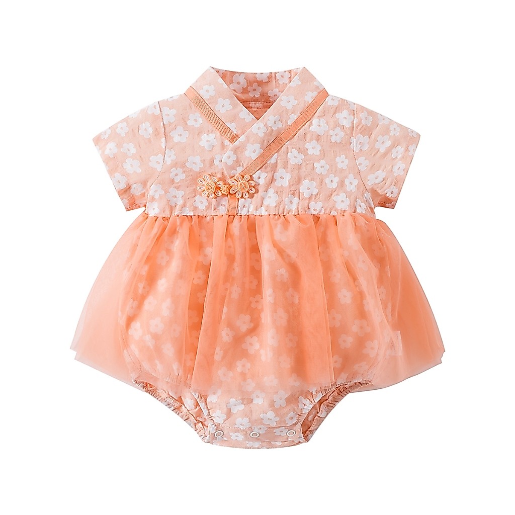 【สินค้าพร้อมสต็อก】ทารกแรกเกิดเด็กผู้หญิงน่ารัก Romper บอดี้สูทเสื้อผ้า Jumpsuit ลายดอกไม้