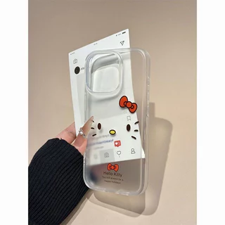 เคสไอโฟน 16 สำหรับ iPhone 15 11 16 14 13 12 Pro Max 7 8 15 16 Plus XR X XS MAX การ์ตูนน่ารักน่ารักคิตตี้ฟรอสต์ปกอ่อน