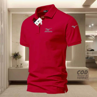 【เสื้อ polo 】 คำแนะนำยอดนิยม แฟชั่น Mizuno Text Logo Collar Polo สำหรับผู้ชาย สไตล์ยูนิฟอร์ม มีไซส์จาก M ถึง S-3XL