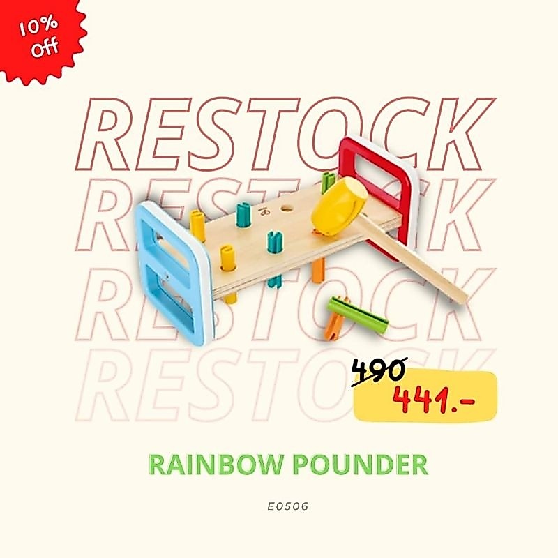 Hape - ค้อนตอกหมุด โต๊ะดนตรี หรรษา Rainbow Pounder (12M+) - E0506