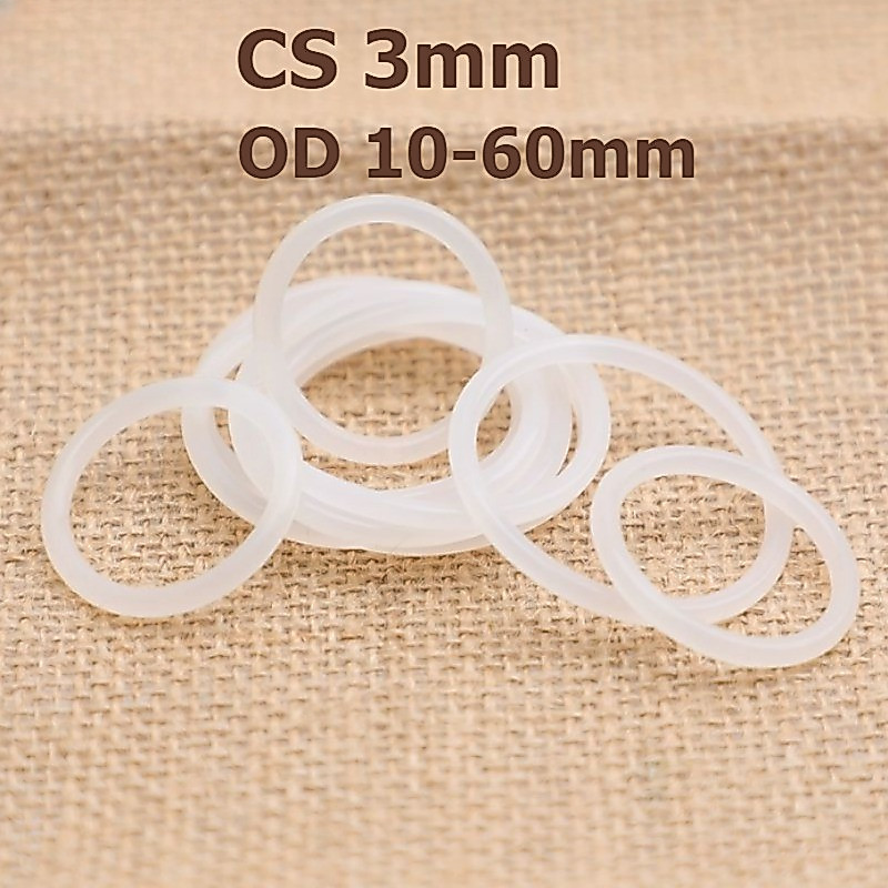 [DXM] แหวนซิลิโคนสีขาว CS3mm OD10mm-60mm แหวนปะเก็นยางซิลิโคนทนอุณหภูมิสูงกันน้ํา o-Shaped แหวนปิดผนึก