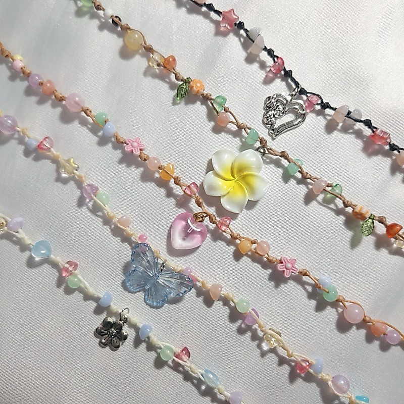 พร้อมส่ง อัพเดต 5/5 📿 สร้อยเชือกเทียน สร้อยเชือกถัก สร้อยคอ ลูกปัด เชือกเทียน