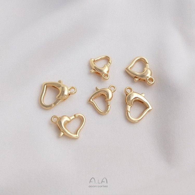 สี Retention 14K Gold-Covered Heart-Shaped Lobster Clasp Handmade diy ฤดูใบไม้ผลิ Clasp อุปกรณ์เสริม