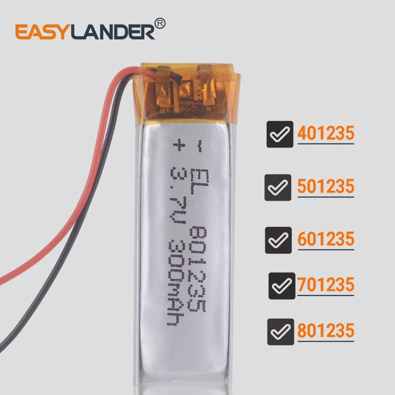 611235 3.7V 300mAh 301235 601235 401235 501235 701235 801235 แบตเตอรี่ Lipo Li Polymer แบบชาร์จไฟได้