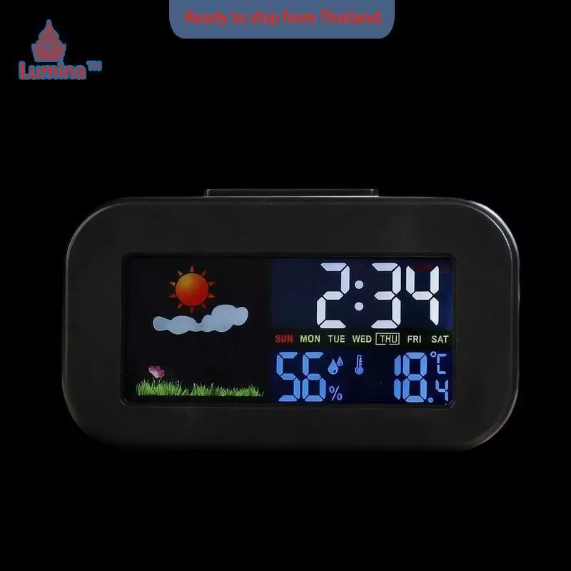 นาฬิกาสถานีอากาศอัจฉริยะพร้อมจอแสดงสีและความชื้นจอ backlit สำหรับเด็กและวัยรุ่นห้องนอน/หอพัก