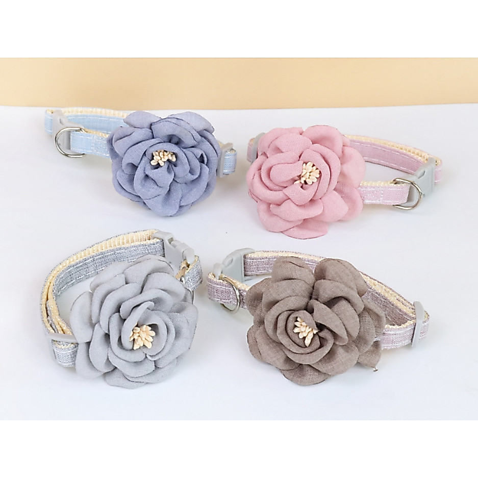 PP-127 ปลอกคอแมว สุนัข หมา ลายดอกไม้สไตล์ญี่ปุ่น ปรับความยาวได้เหมาะสม สวมใส่สบาย พร้อมส่ง